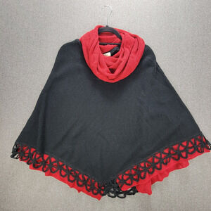Simply Natural Designs Black Red Baby Alpaca Petra Crochet Poncho Peru
